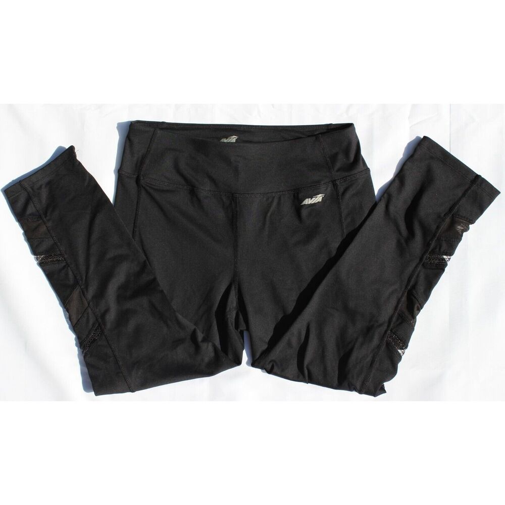 Avia Women's Medium Black Cropped Leggings With Mesh Panels - Picture 5 of 8